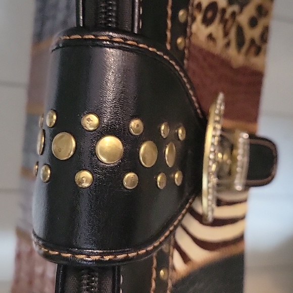 Genuine Leather Western Handbag Purse Animal Print Skin In Nice Condition - Picture 8 of 10